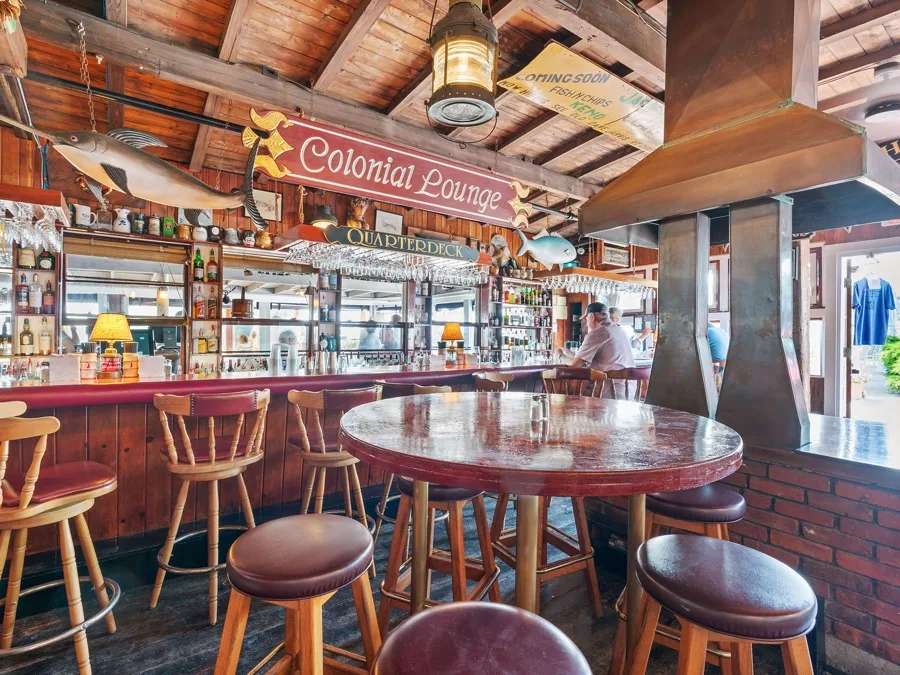 Chart Room Cataumet bar interior with nautical decor